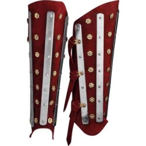 Red Leather and Steel Greaves