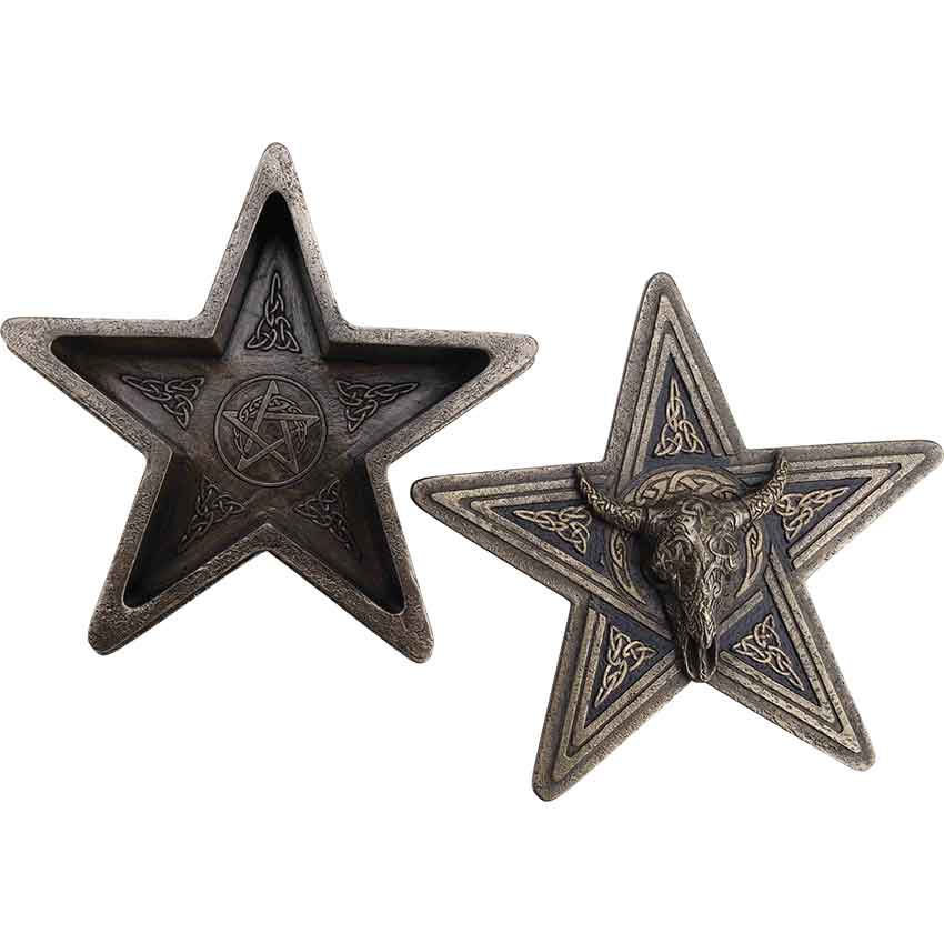 Cow Skull Pentagram Bronze Trinket Box