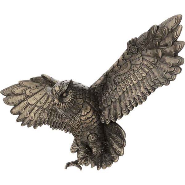 Steampunk Flying Owl Wall Plaque