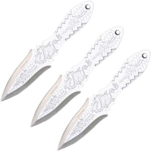 Set of 3 Silver Dragon Scale Throwing Knives
