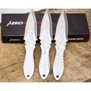 Set of 3 Silver Dragon Scale Throwing Knives