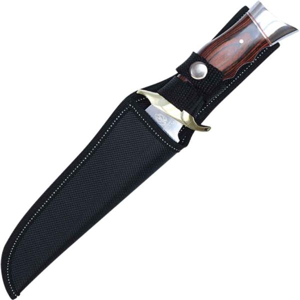 Ridged Wood Handle Hunting Knife