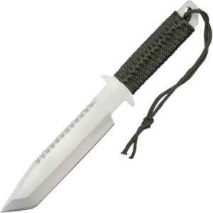 Silver Tactical Tanto with Fire Striker