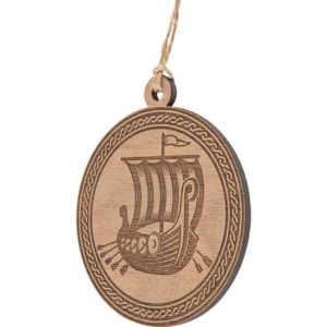 Sailing Viking Ship Wooden Christmas Ornament