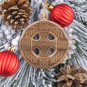 Celtic Cross Wooden Christmas Ornament