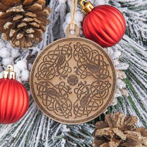 Celtic Beast Knotwork Wooden Christmas Ornament