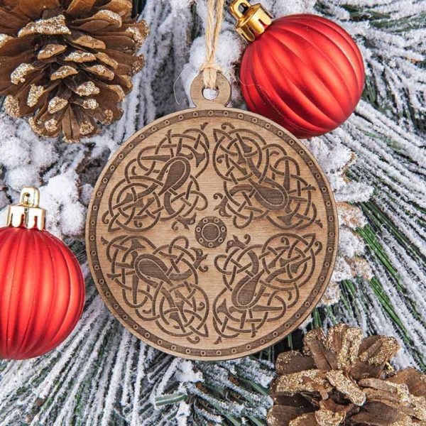Celtic Beast Knotwork Wooden Christmas Ornament