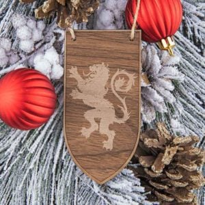 Heraldic Lion Banner Wooden Christmas Ornament