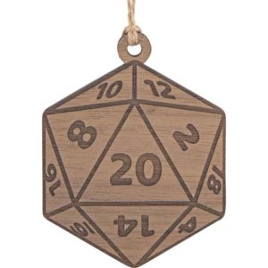 D20 Wooden Christmas Ornament