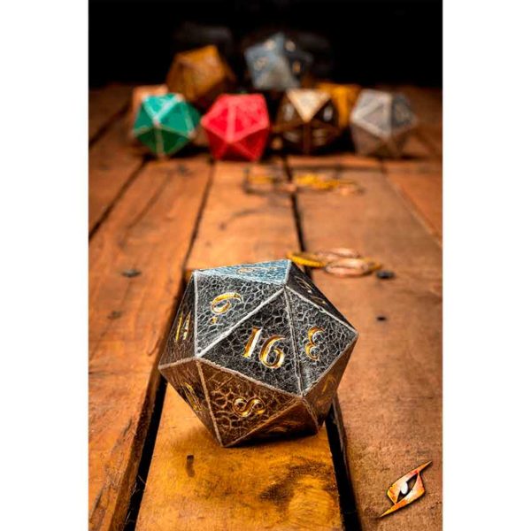 D20 LARP Dice - Hammered Steel