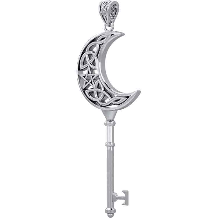 thumbnail image 2 of Vintage Style Crescent Moon Silver Pendant Keychain – Metal Key Ring 2 of 4