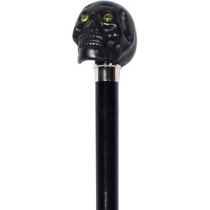 Black Glass Eyes Skull Walking Cane