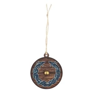 Viking Dragon Wooden Shield Christmas Ornament