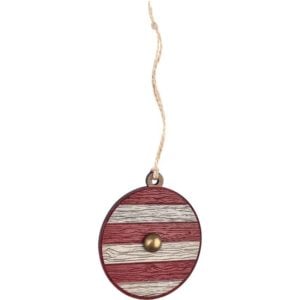 Red and White Striped Viking Shield Christmas Ornament