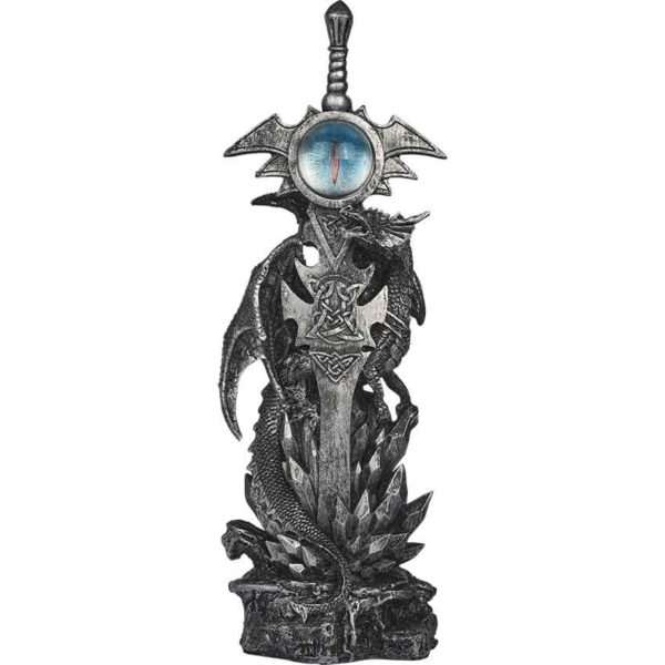 Silver Dragon Eye Sword Statue