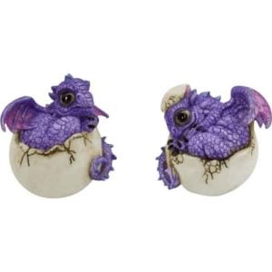 Purple Dragon in Egg Statue Set