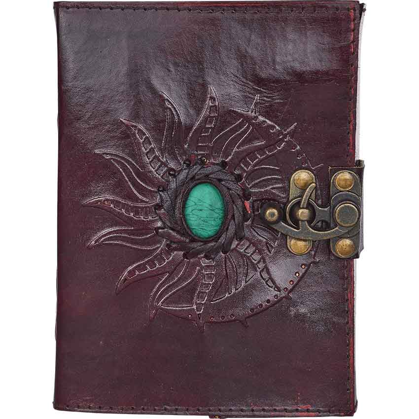 Turquoise Sun and Moon Leather Journal