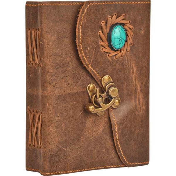 Soft Leather Journal with Turquoise Stone