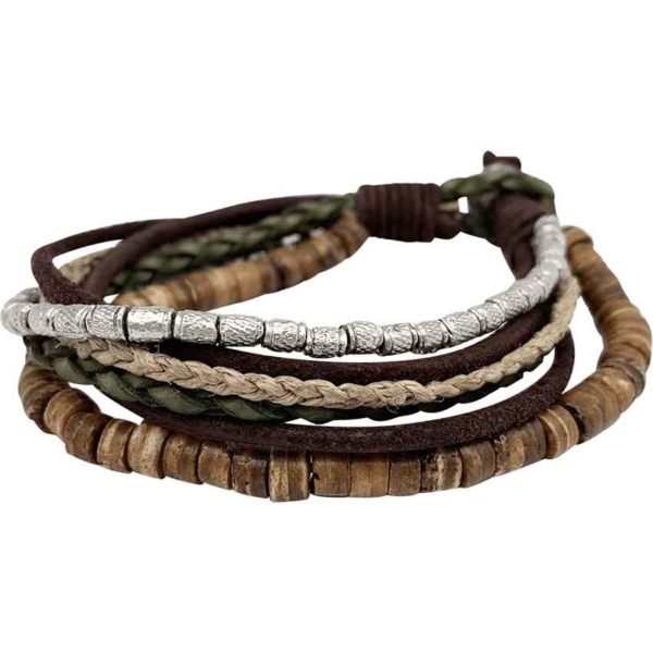 Multi-Strand Leather and Jute Viking Bracelet