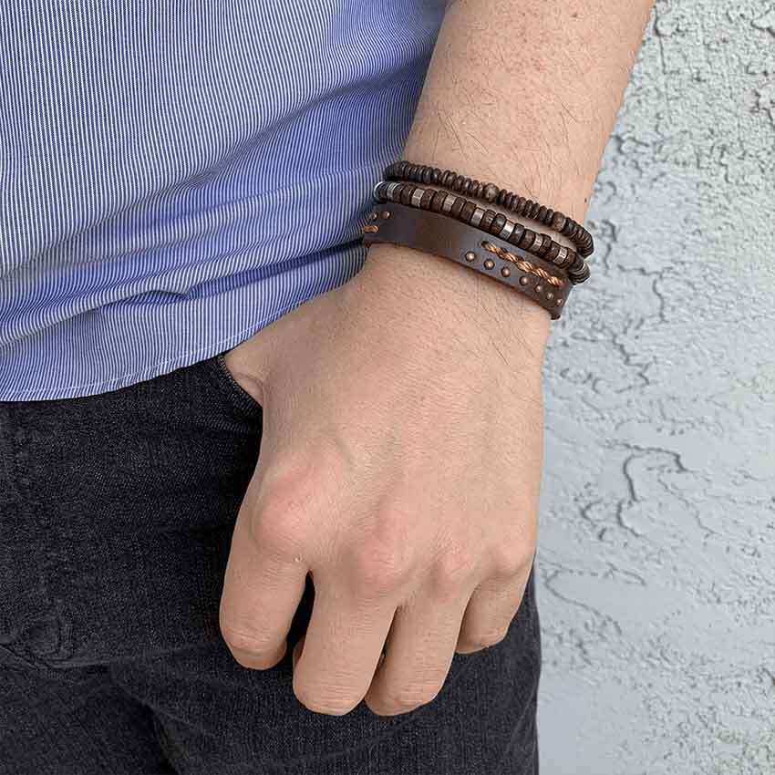 Stitched and Beaded Viking Bracelet Set