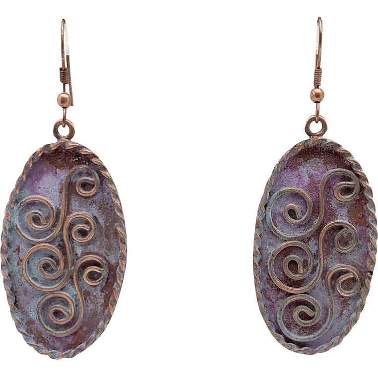 Purple Patina Spiral Medieval Earrings