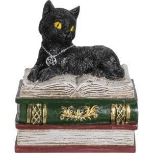 Black Cat on Books Trinket Box