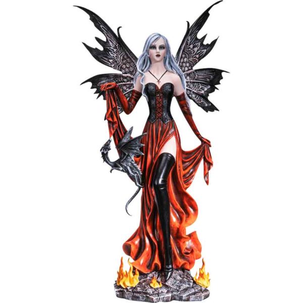 Fire Fairy with Black Dragon Statue