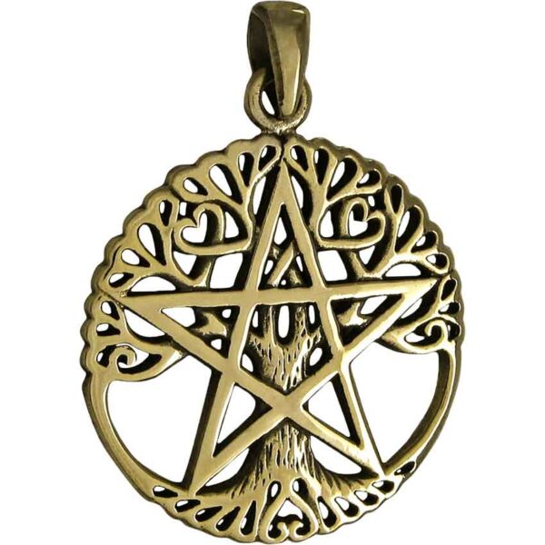 Bronze Cutout Tree Pentacle Pendant