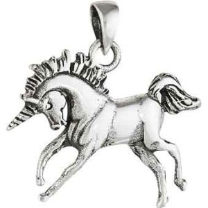 Silver Prancing Unicorn Pendant