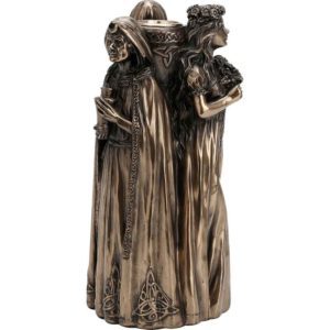 Triple Goddess Bronze Candle Holder