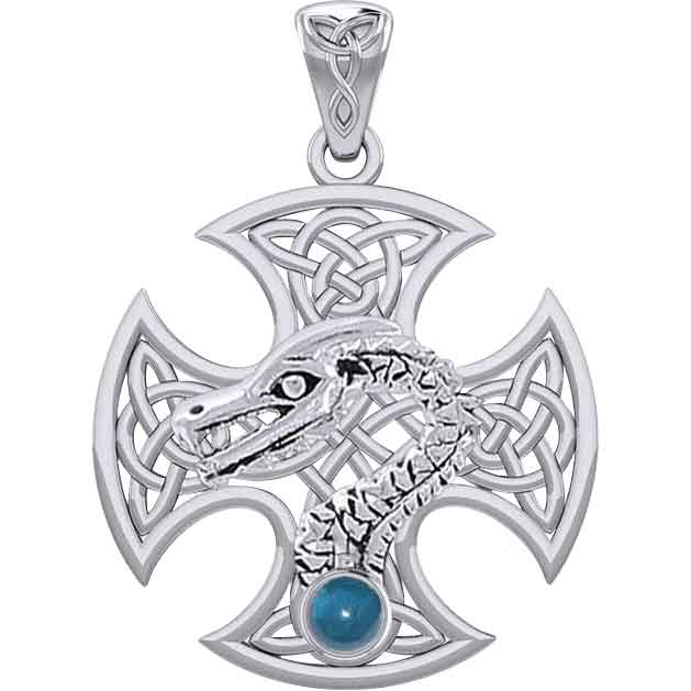 Silver Dragon with Celtic Cross Pendant
