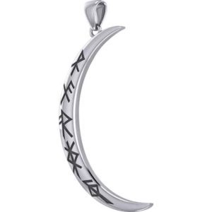 Large Crescent Moon with Bind Runes Pendant