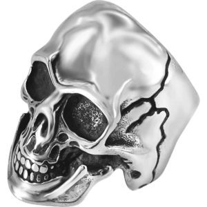 Steel Grinning Skull Ring