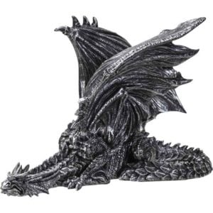 Prowling Silver Dragon Statue