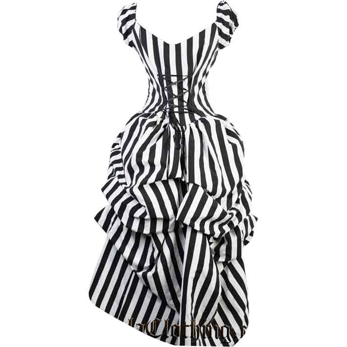 striped black and white dress