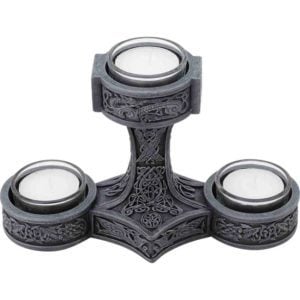 Grey Mjolnir Triple Tealight Candle Holder