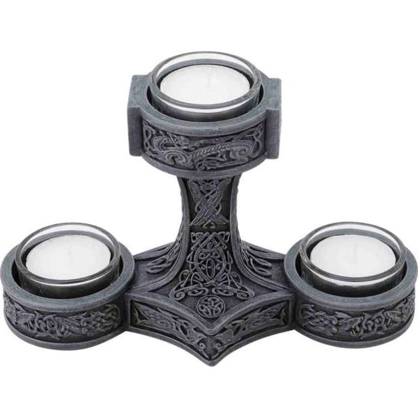 Grey Mjolnir Triple Tealight Candle Holder
