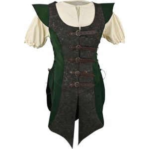 Ylenne Deluxe Long Doublet - Green with Brown