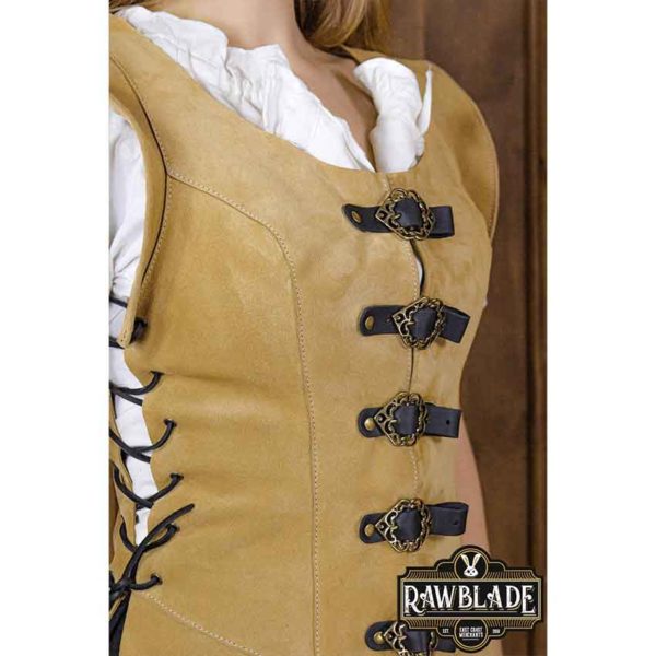 Julienne Long Leather Jerkin - Light Brown