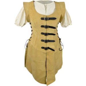 Julienne Long Leather Jerkin - Light Brown