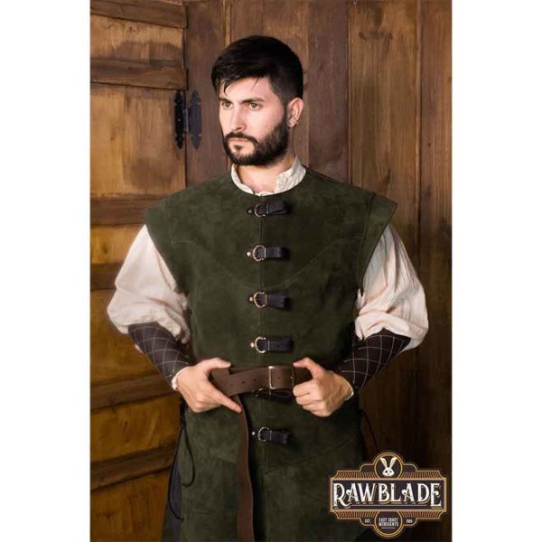 Jules Long Leather Jerkin - Green