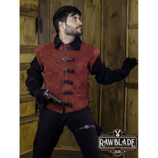 Jules Short Split Leather Jerkin - Red