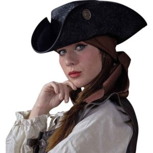 Three Doubloons Deluxe Tricorn - Black