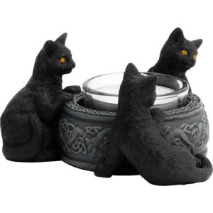 Triple Black Cat Tealight Candle Holder