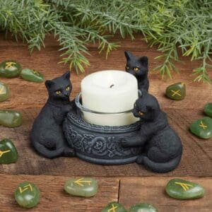 Triple Black Cat Tealight Candle Holder
