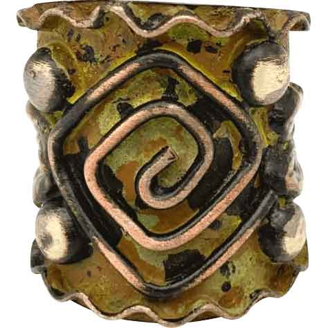 Forest Patina Square Spiral Fantasy Cuff Ring
