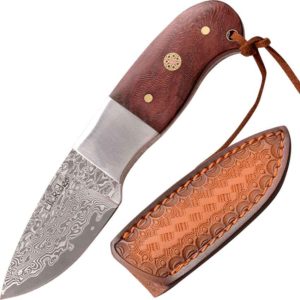 Folded Steel Rosewood Hunter Knife