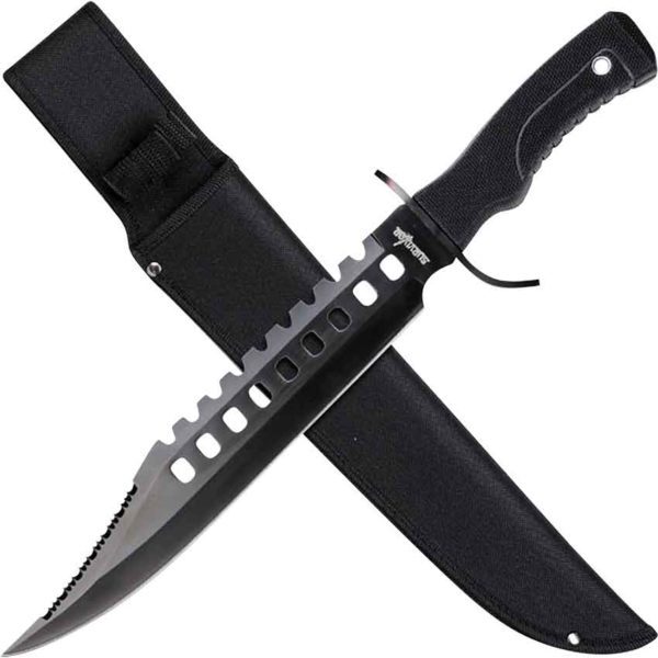 Black Reverse Serrated Survival Knife