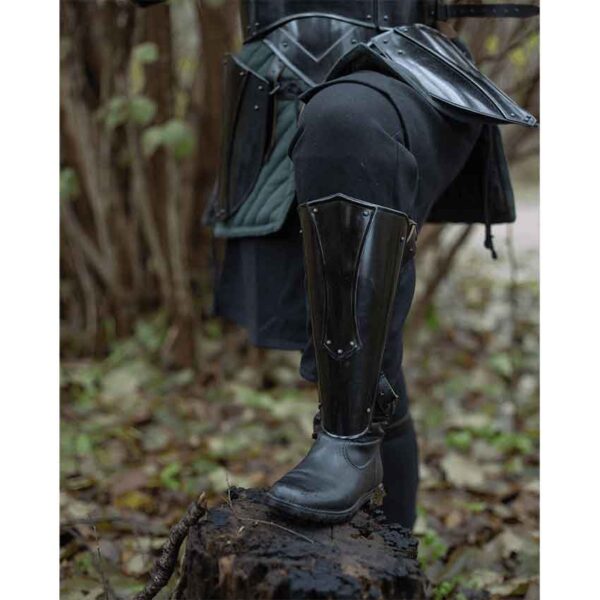 Katharina Blackened Steel Greaves