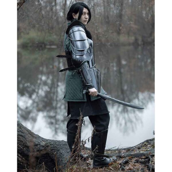 Katharina Blackened Steel Greaves